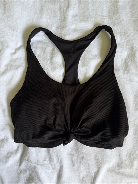 ALO Yoga Other - ALO Yoga Black Ribbed Knot-Front Racerback Sports Bra